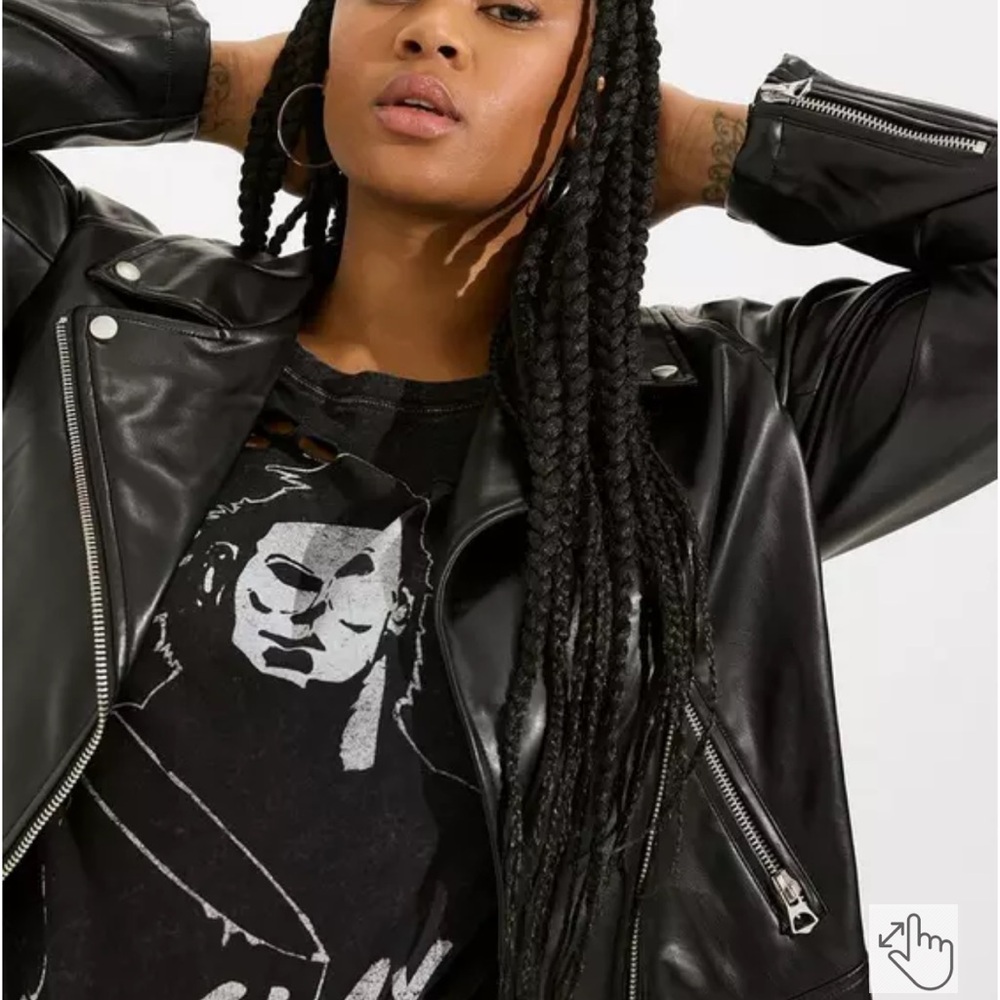 Faux Leather Asymmetrical Moto Jacket - Picture 3 of 6